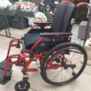 careco enduro self propelled folding lightweight red suspension wheelchair