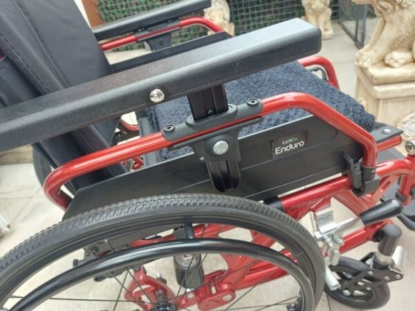 careco enduro self propelled folding lightweight red suspension wheelchair